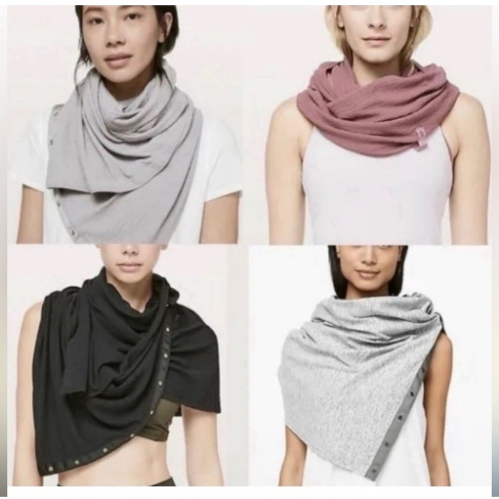 Lululemon Vinyasa Wrap Snap Scarf Convertible Knit Black Gray Camo One‎ Size